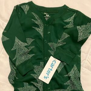 Carter's Forest Green Onesie with White Tree Design